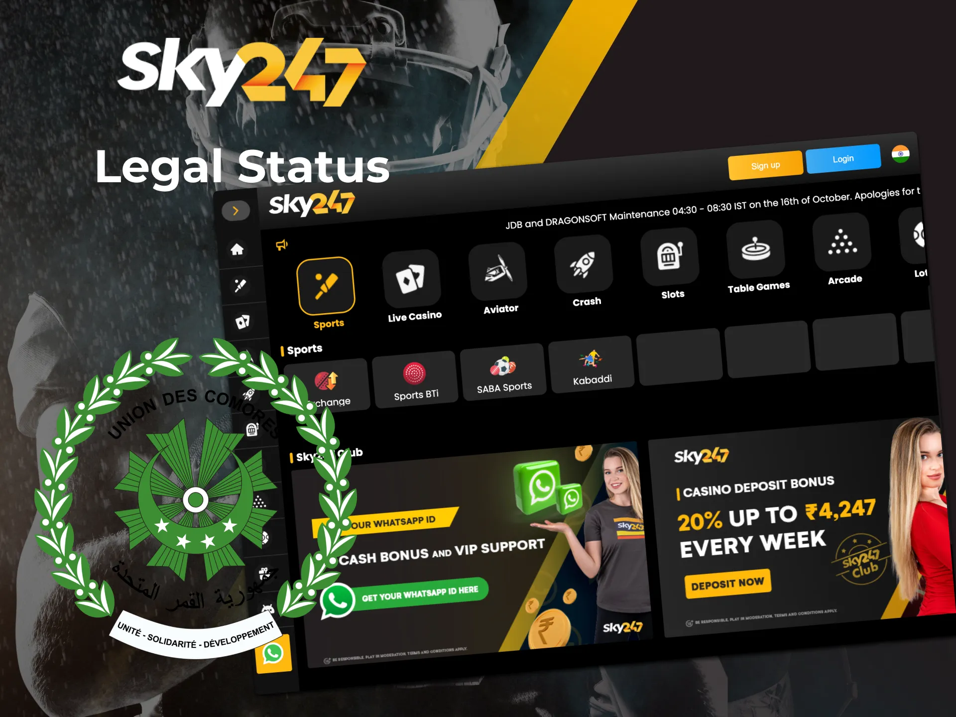 What license does Sky247 online casino have.