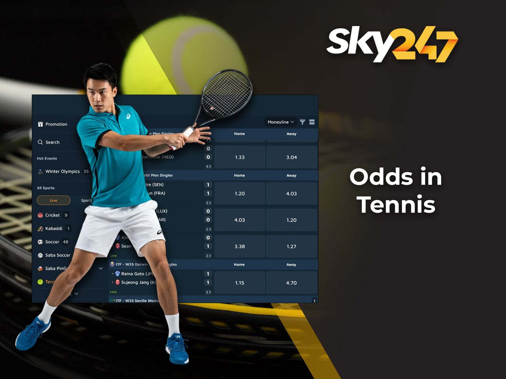 Understand how tennis odds work on the Sky247 betting platform.